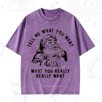Purplehecate Tell Me What You Want What You Really Really Want Christmas Washed T-Shirt