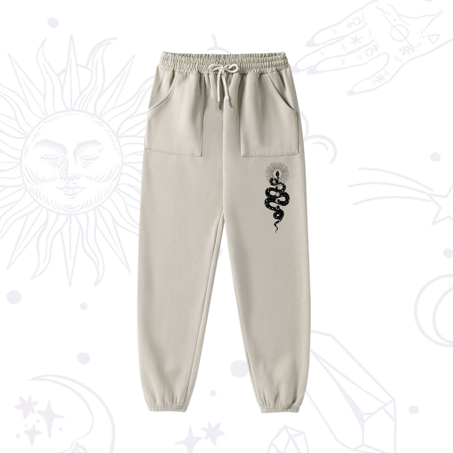 Purplehecate Mystical Moon Phases Snake Fleece Hoodie Suit