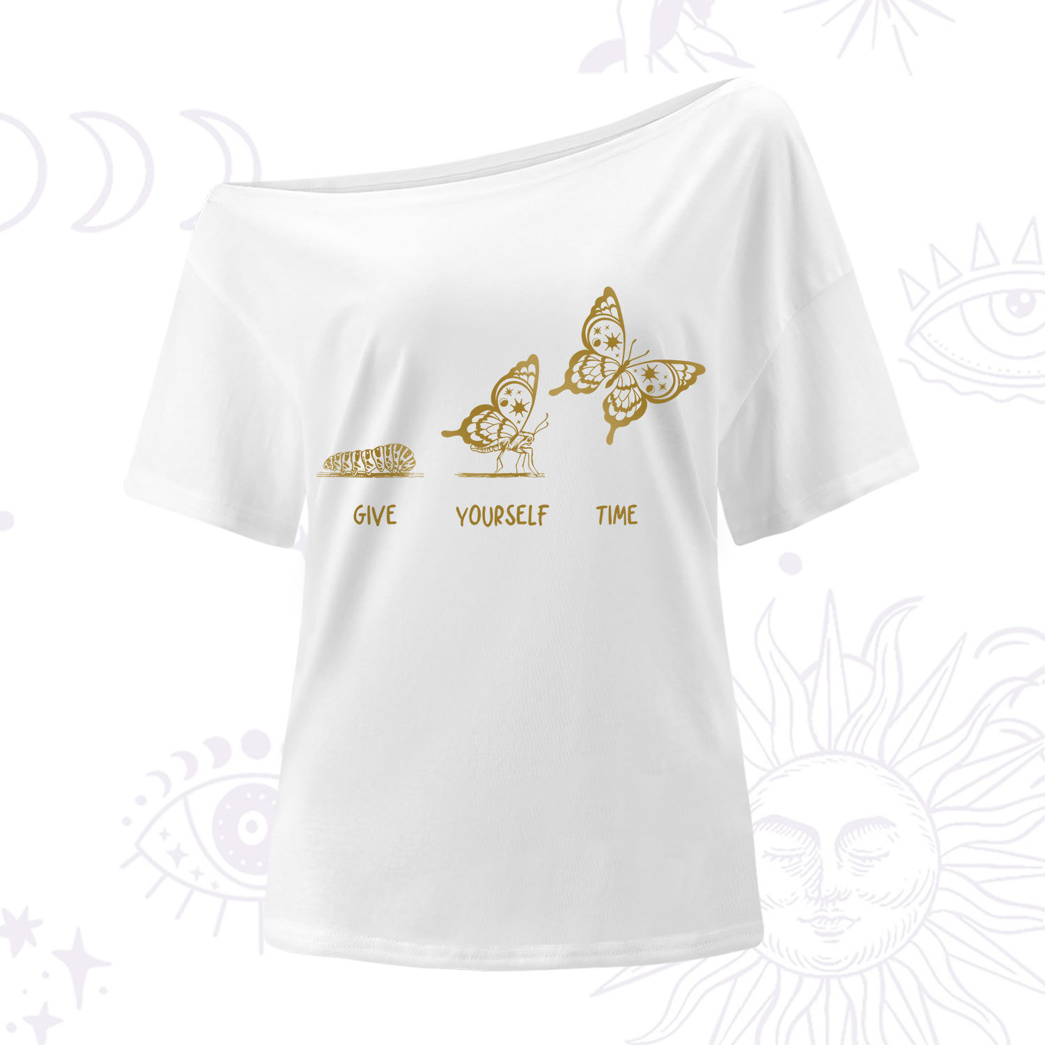 Purplehecate Give Yourself Time Butterfly One Shoulder T-Shirt