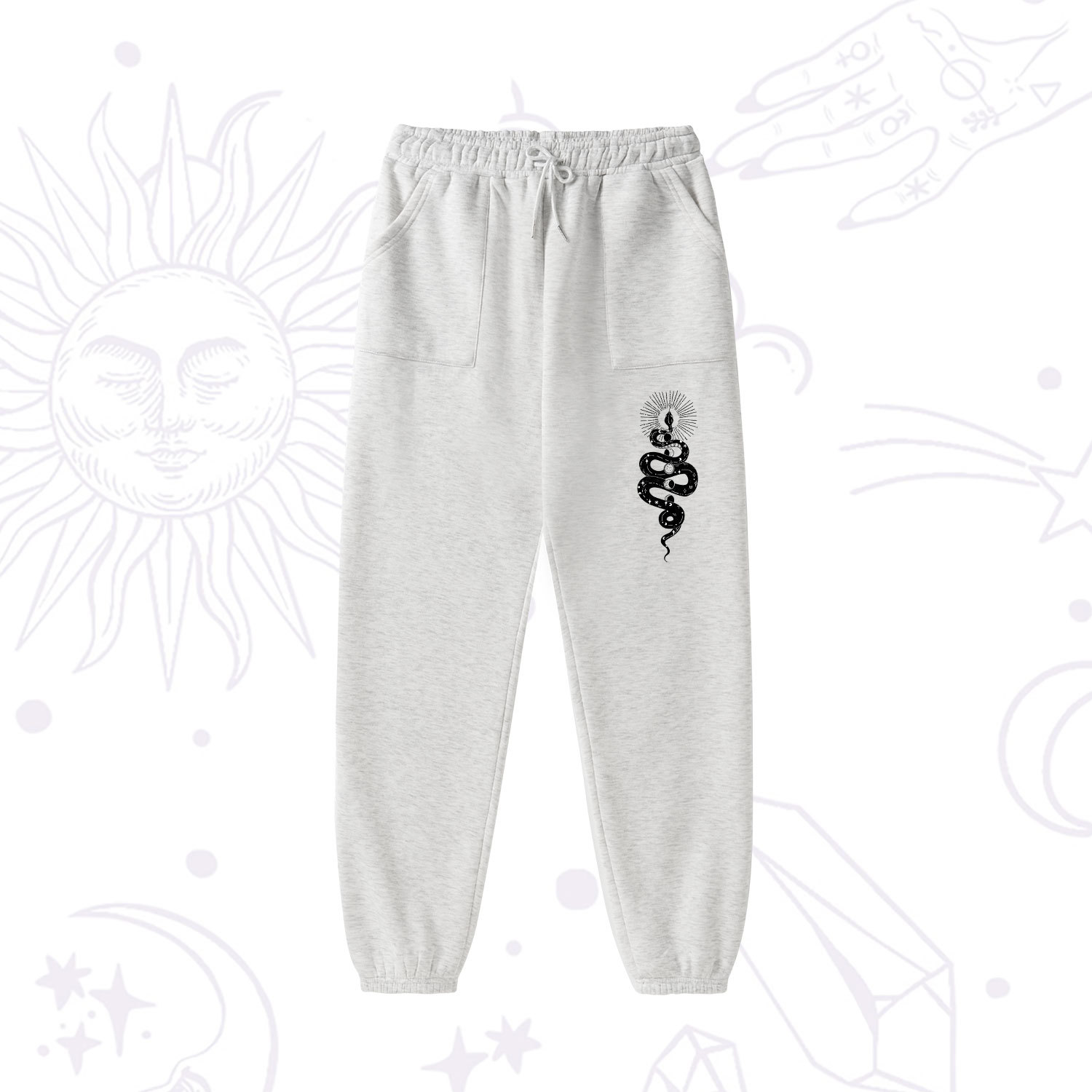 Purplehecate Mystical Moon Phases Snake Fleece Hoodie Suit