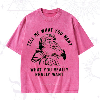 Purplehecate Tell Me What You Want What You Really Really Want Christmas Washed T-Shirt