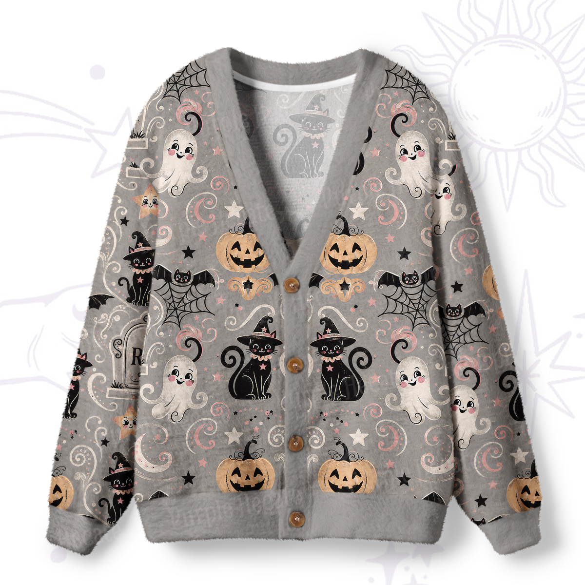 Purplehecate Spooky Spider Friends Halloween Ugly Cardigan Sweaters
