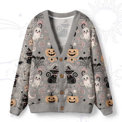 Purplehecate Spooky Spider Friends Halloween Ugly Cardigan Sweaters