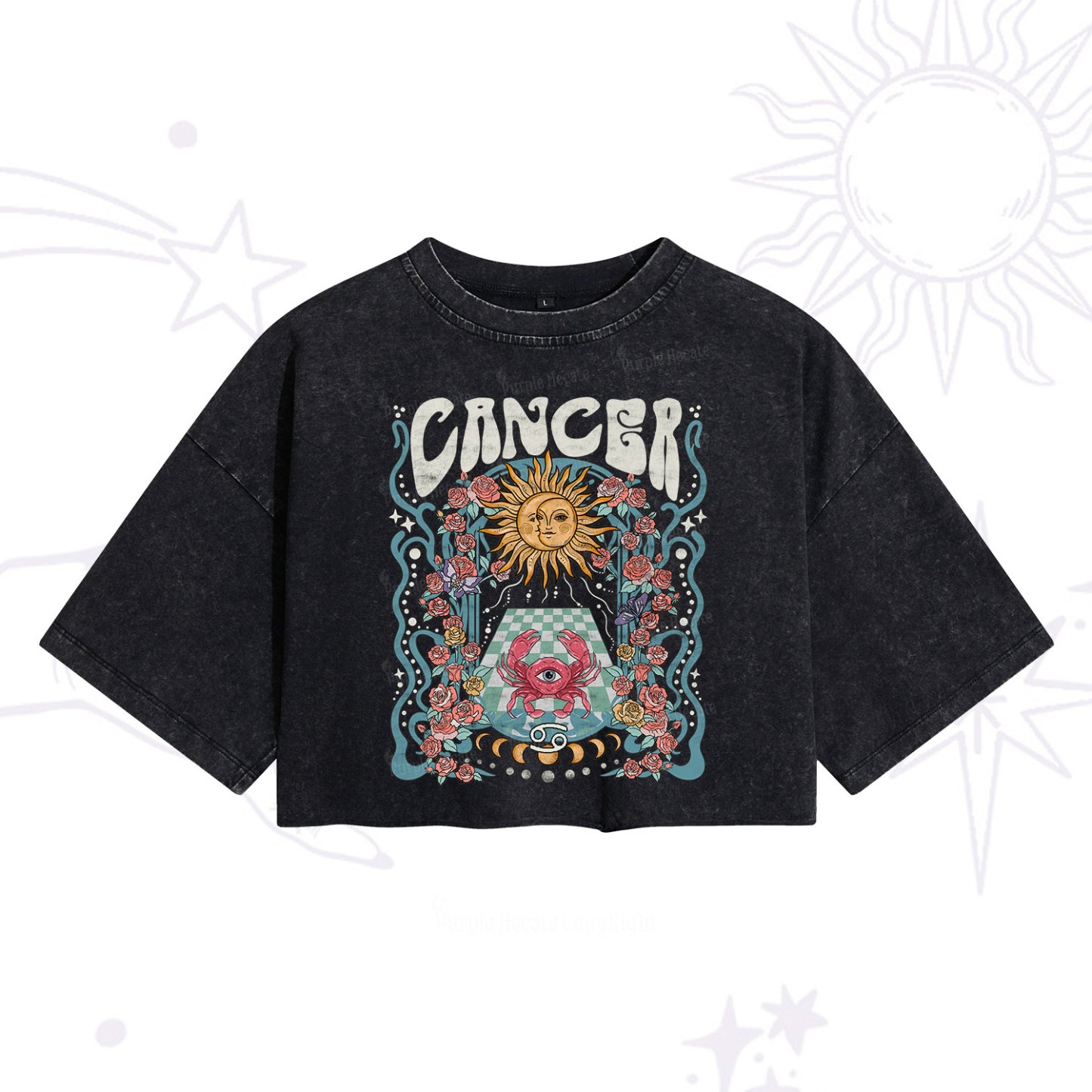 [Copy]Purplehecate Scorpio Spirit ZodiacWashed Cropped T-Shirt