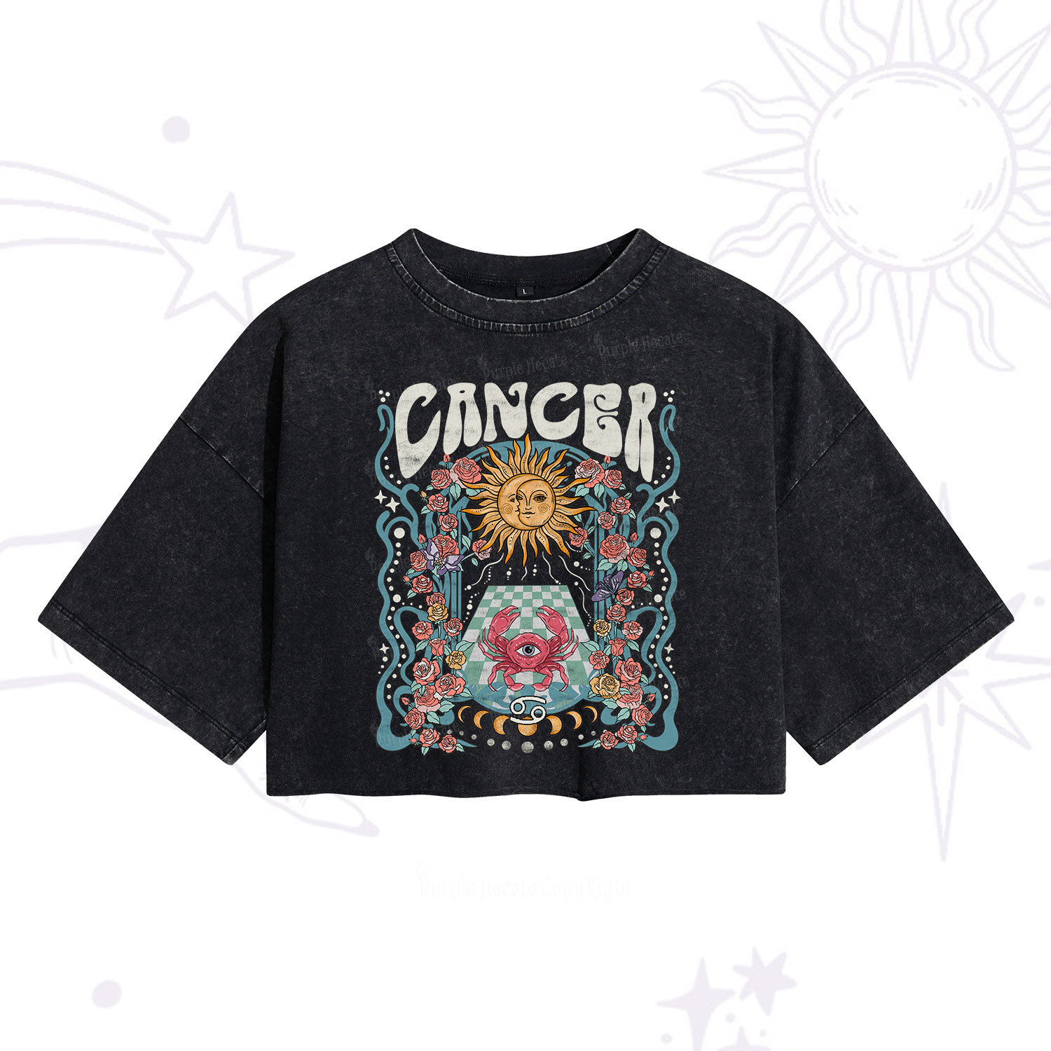 [Copy]Purplehecate Scorpio Spirit ZodiacWashed Cropped T-Shirt