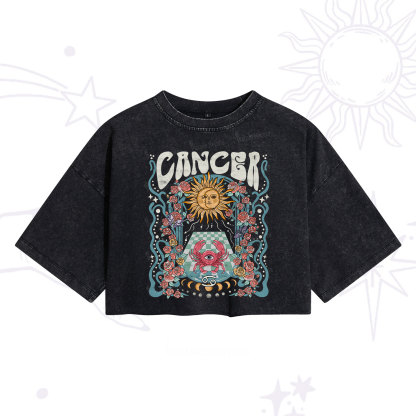 [Copy]Purplehecate Scorpio Spirit ZodiacWashed Cropped T-Shirt