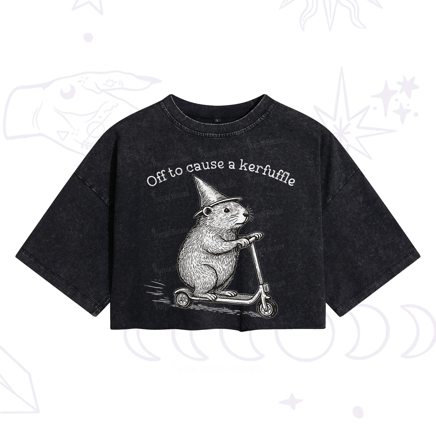 Purplehecate Off to Cause A Kerfuffle Washed Cropped T-Shirt