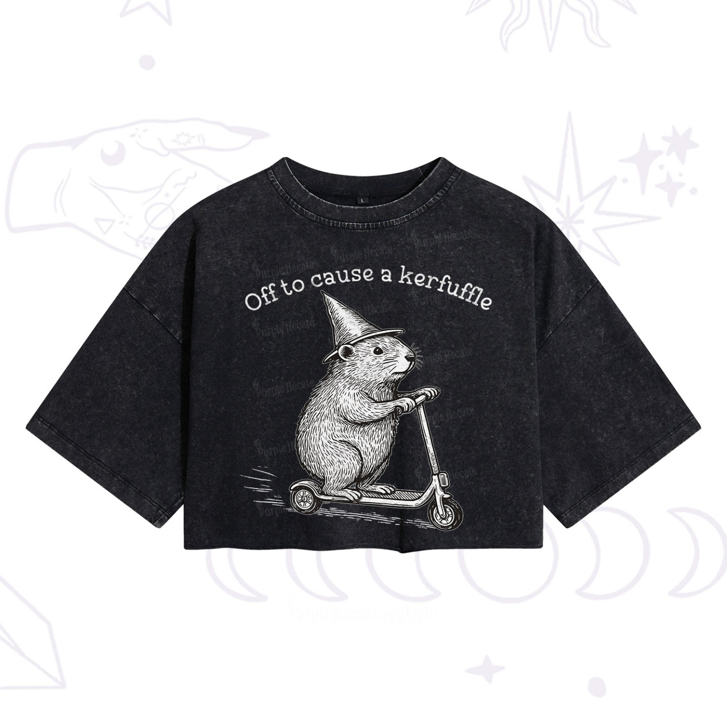 Purplehecate Off to Cause A Kerfuffle Washed Cropped T-Shirt