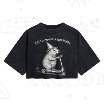 Purplehecate Off to Cause A Kerfuffle Washed Cropped T-Shirt
