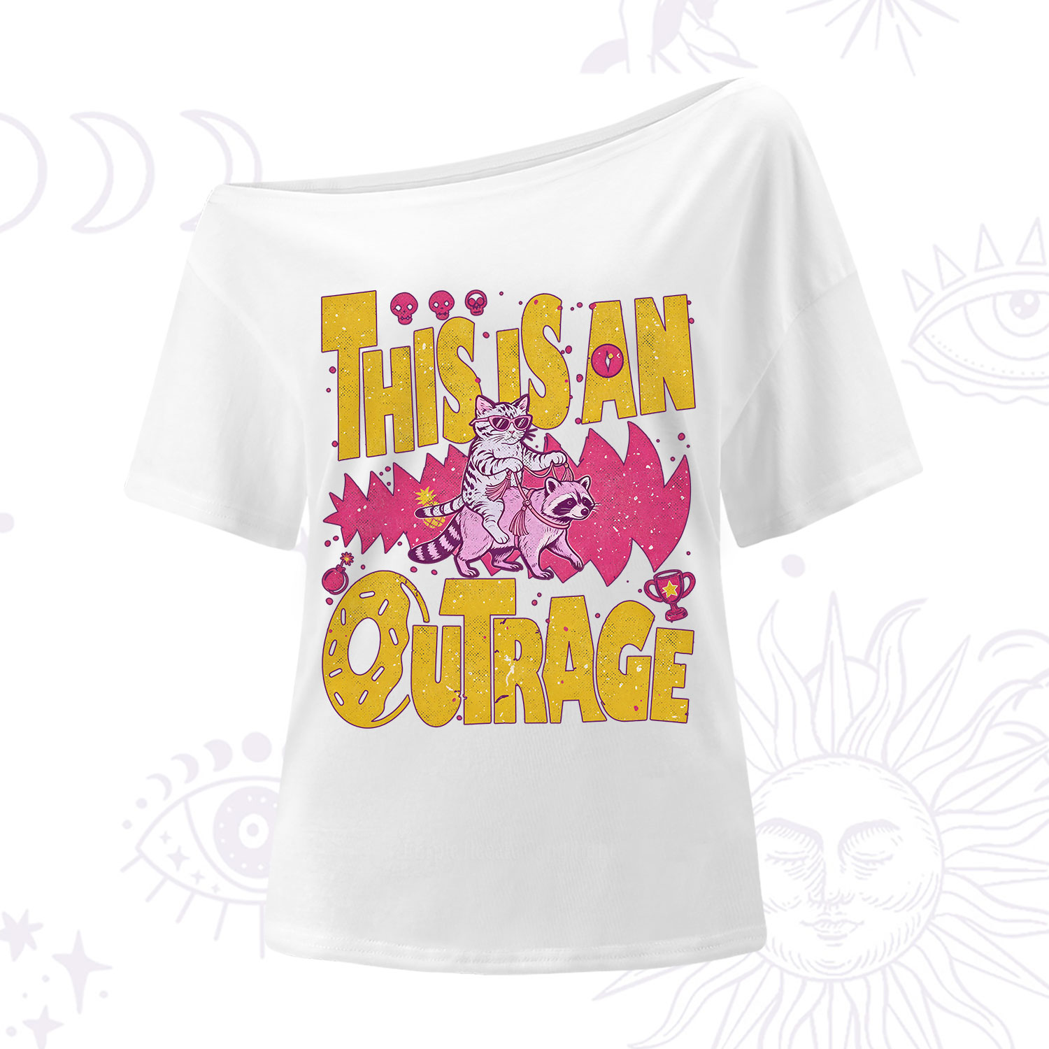 Purplehecate This Is An Outrage Angry Raccoons One Shoulder T-Shirt