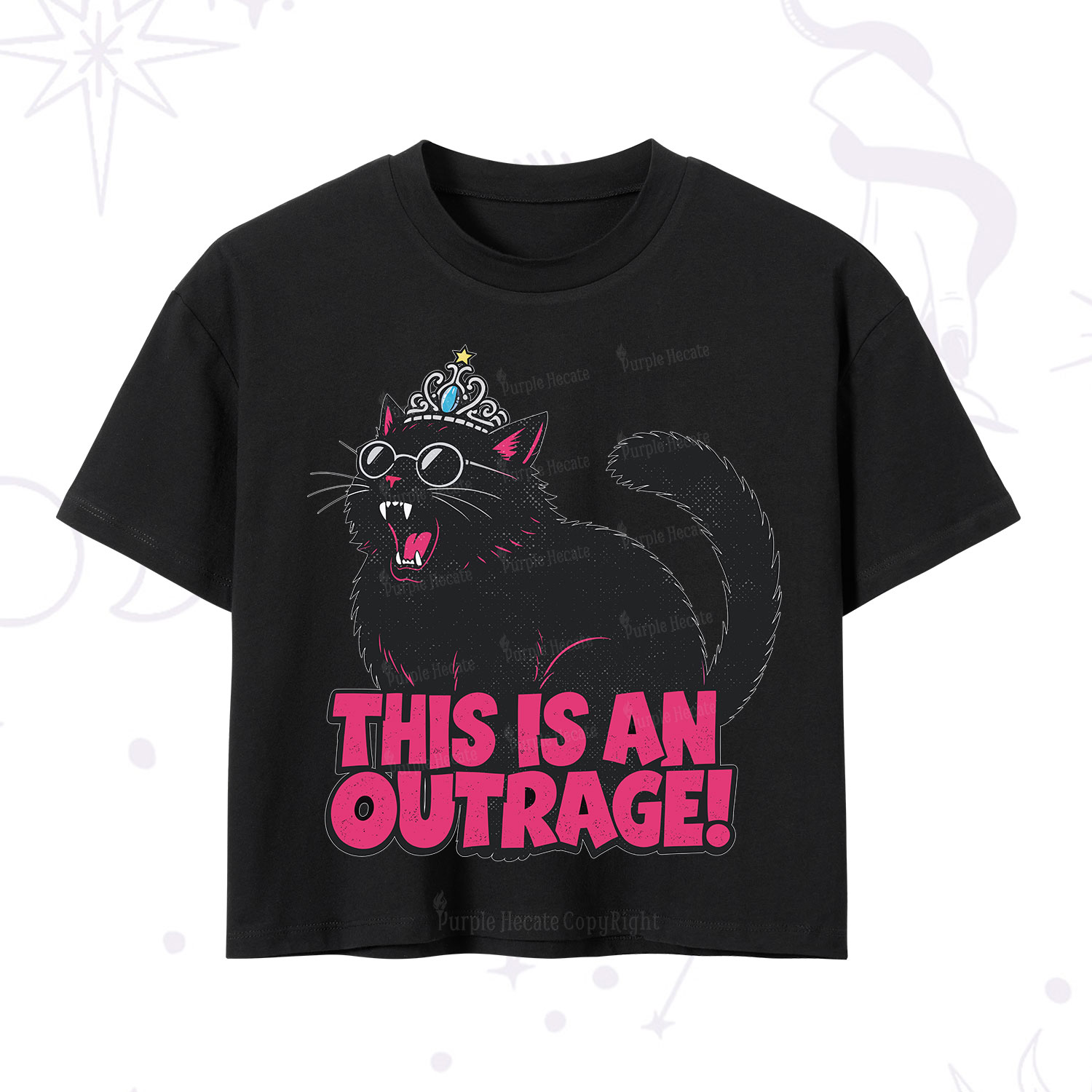 Purplehecate This is an outrage Princess Cat Crop T-Shirt