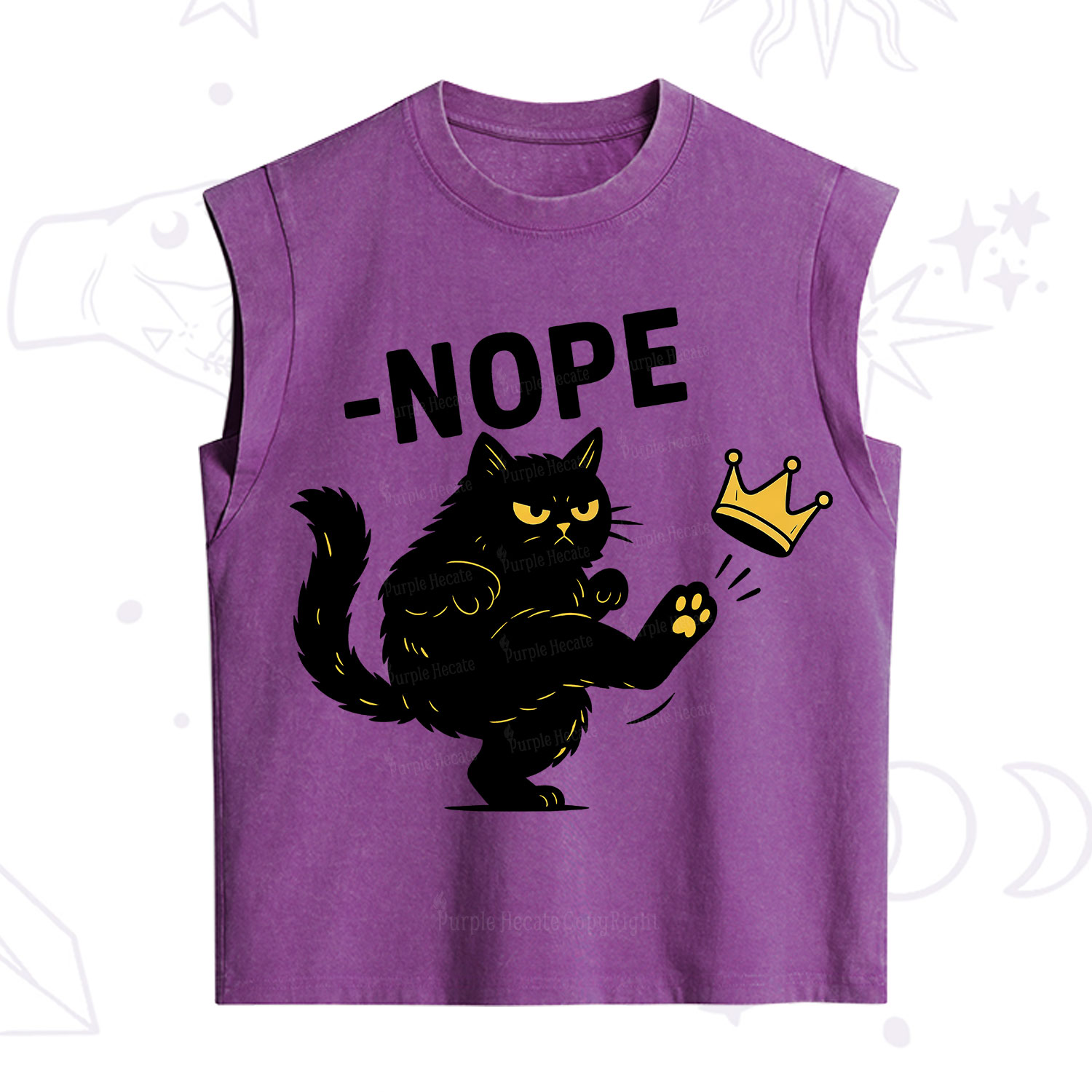 Purplehecate No Kings Black Cat Vintage Washed Tank
