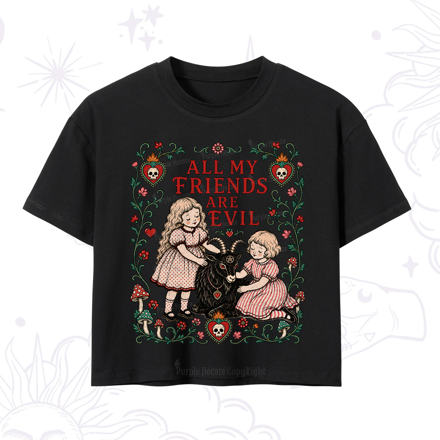 Purplehecate All My Friends Are Evil Crop T-Shirt