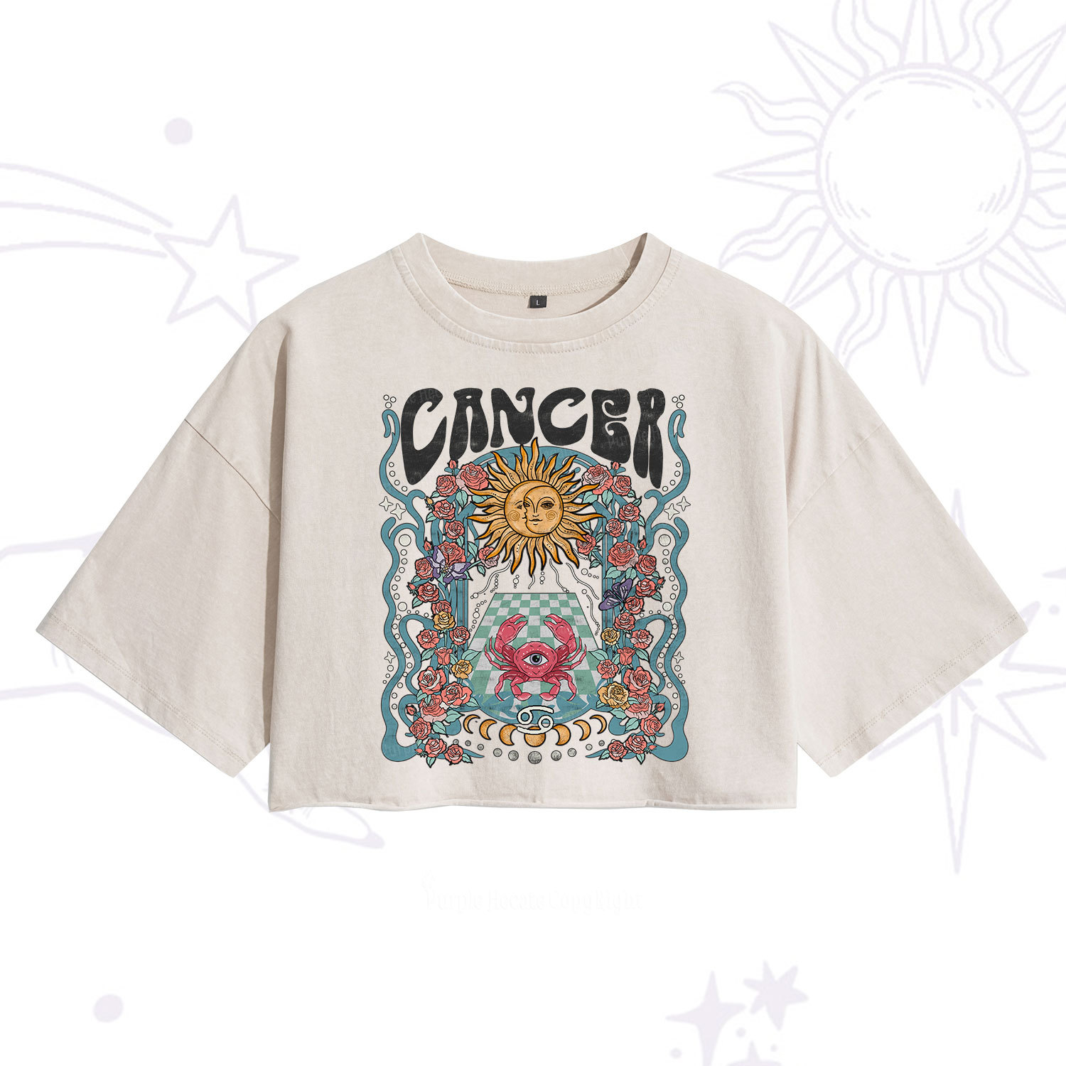 [Copy]Purplehecate Scorpio Spirit ZodiacWashed Cropped T-Shirt