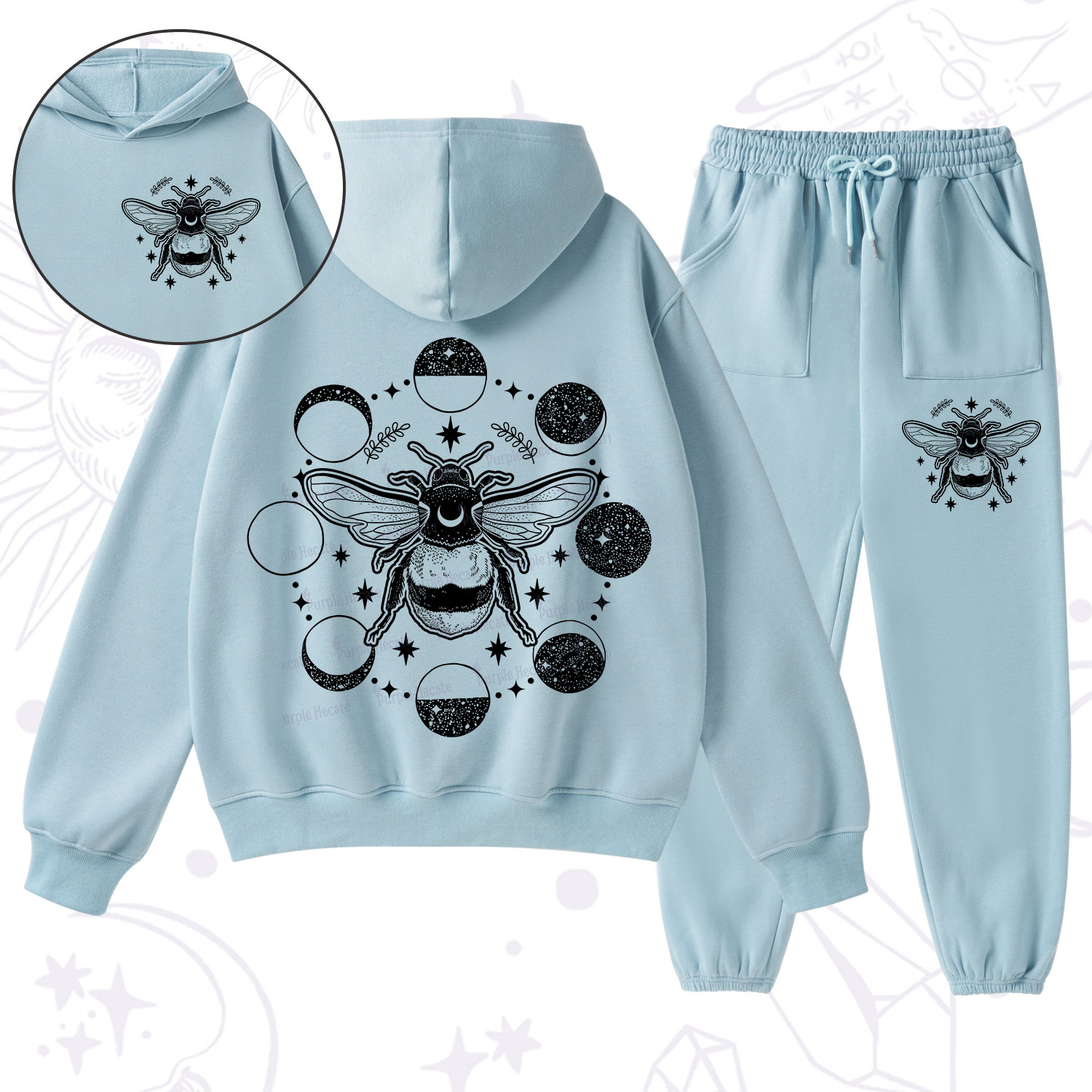 Purplehecate Moon Bee Fleece Hoodie Suit