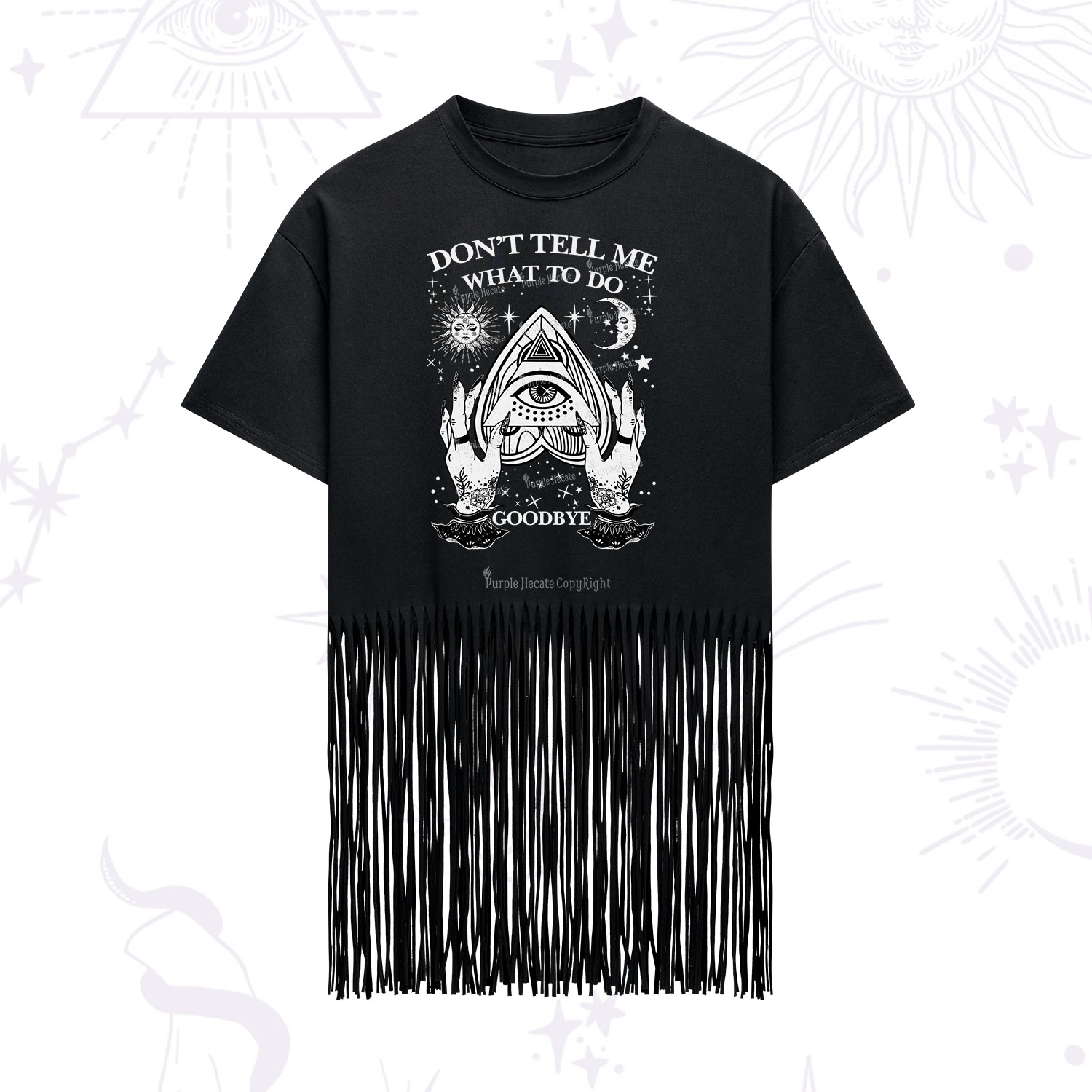 Purplehecate Don't Tell Me What To Do Witch Planchette Eye Fringe Hem T-Shirt