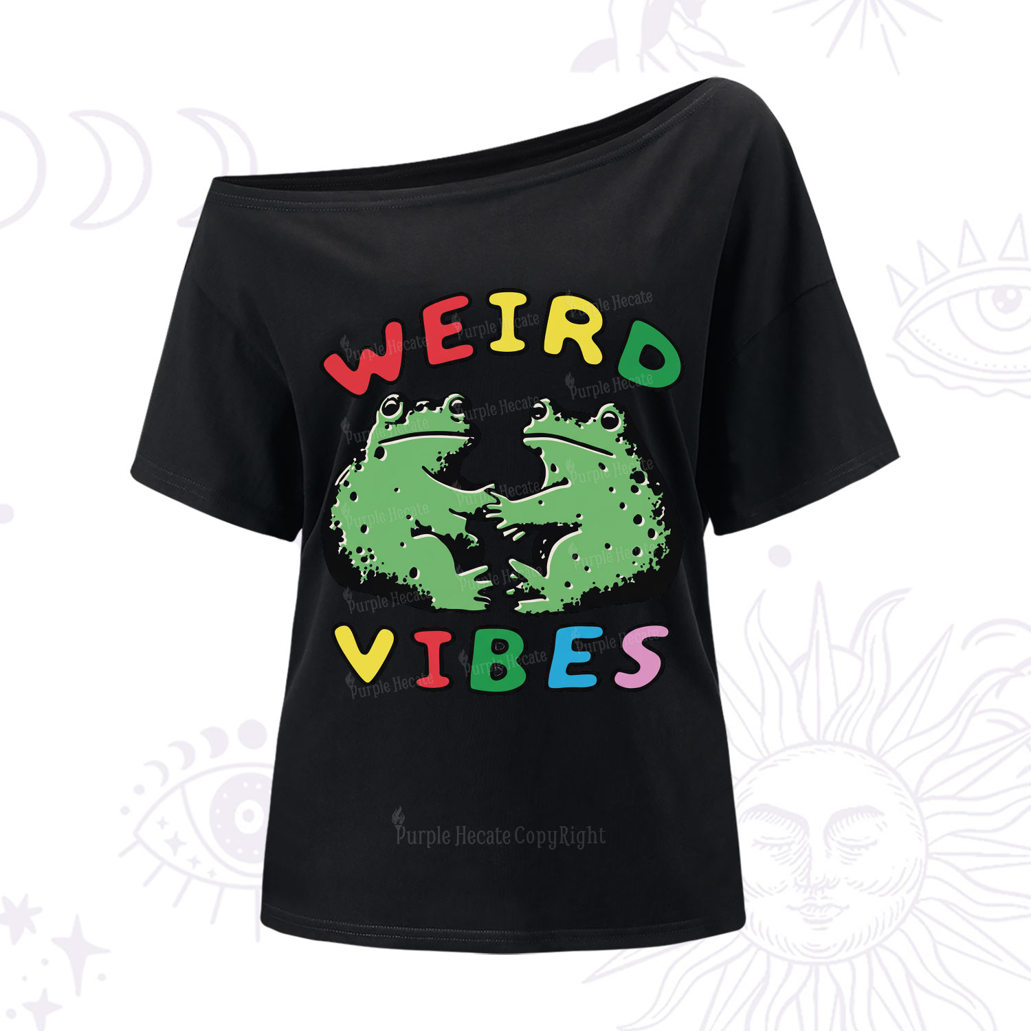 Purplehecate Weird Frog Vibes One Shoulder T-Shirt