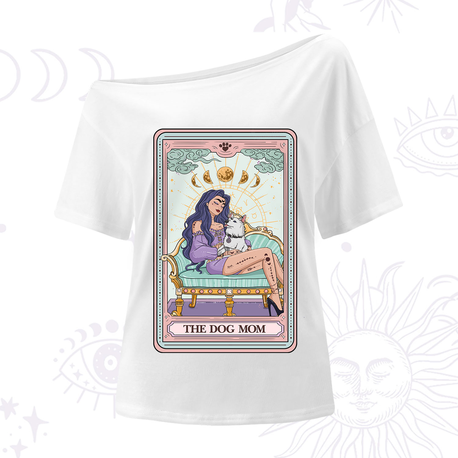 Purplehecate The Dog Mom Tarot Card One Shoulder T-Shirt