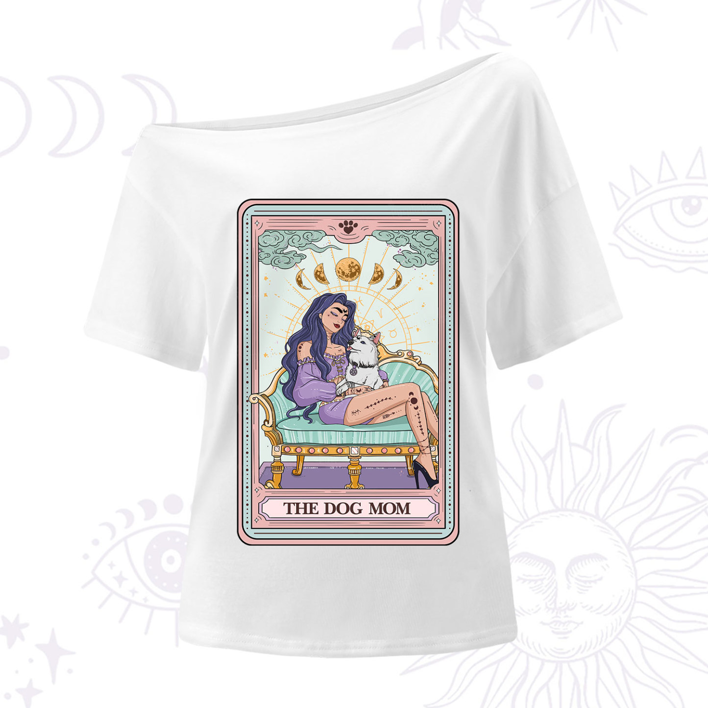 Purplehecate The Dog Mom Tarot Card One Shoulder T-Shirt