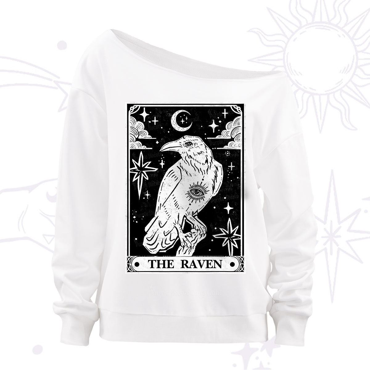Purplehecate The Raven Tarot Off The Shoulder Sweatshirt