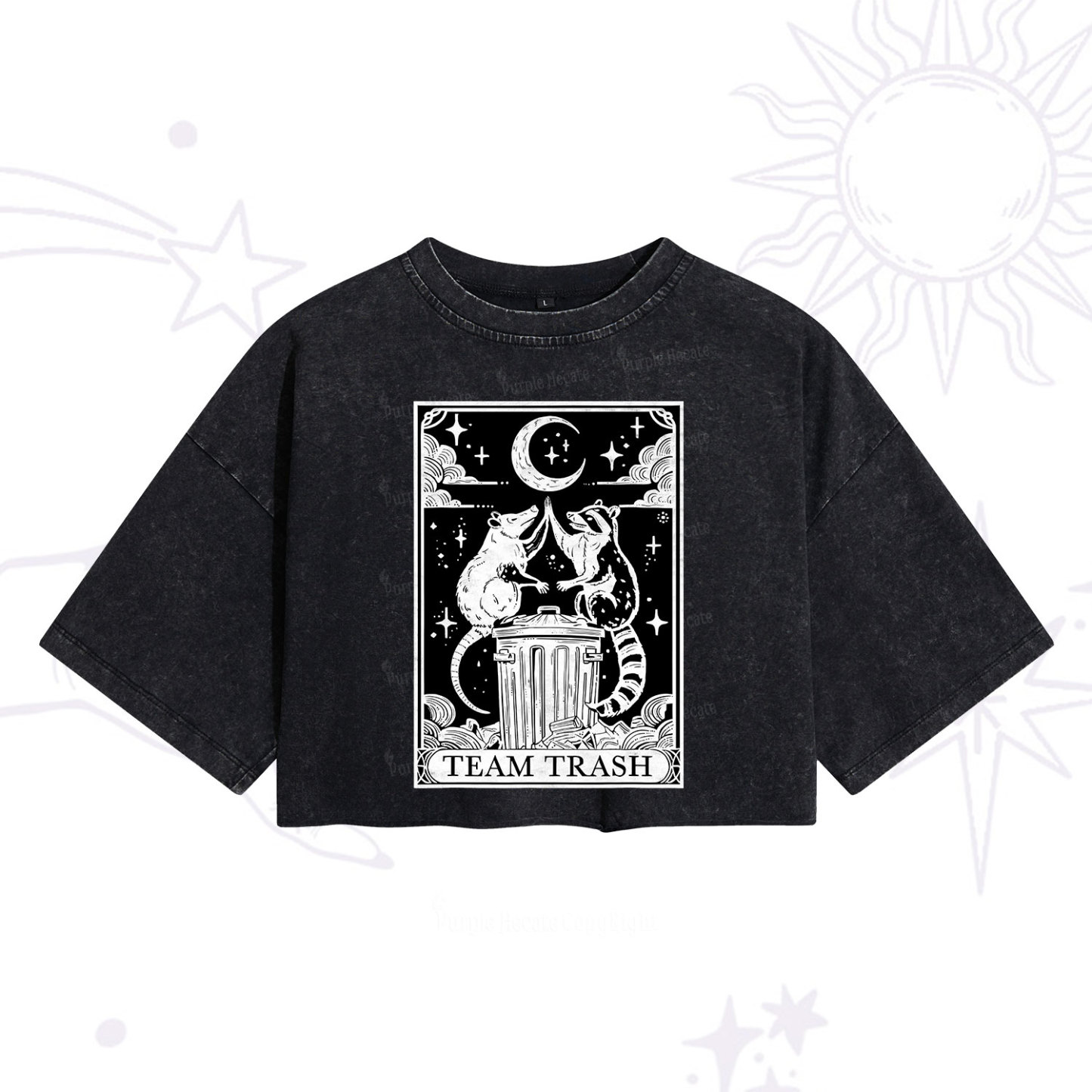 Purplehecate The Team Trash Tarot Washed Cropped T-Shirt