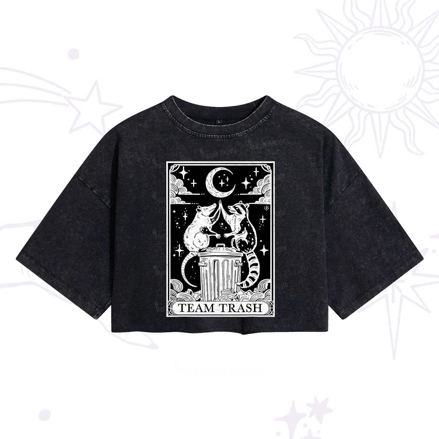 Purplehecate The Team Trash Tarot Washed Cropped T-Shirt