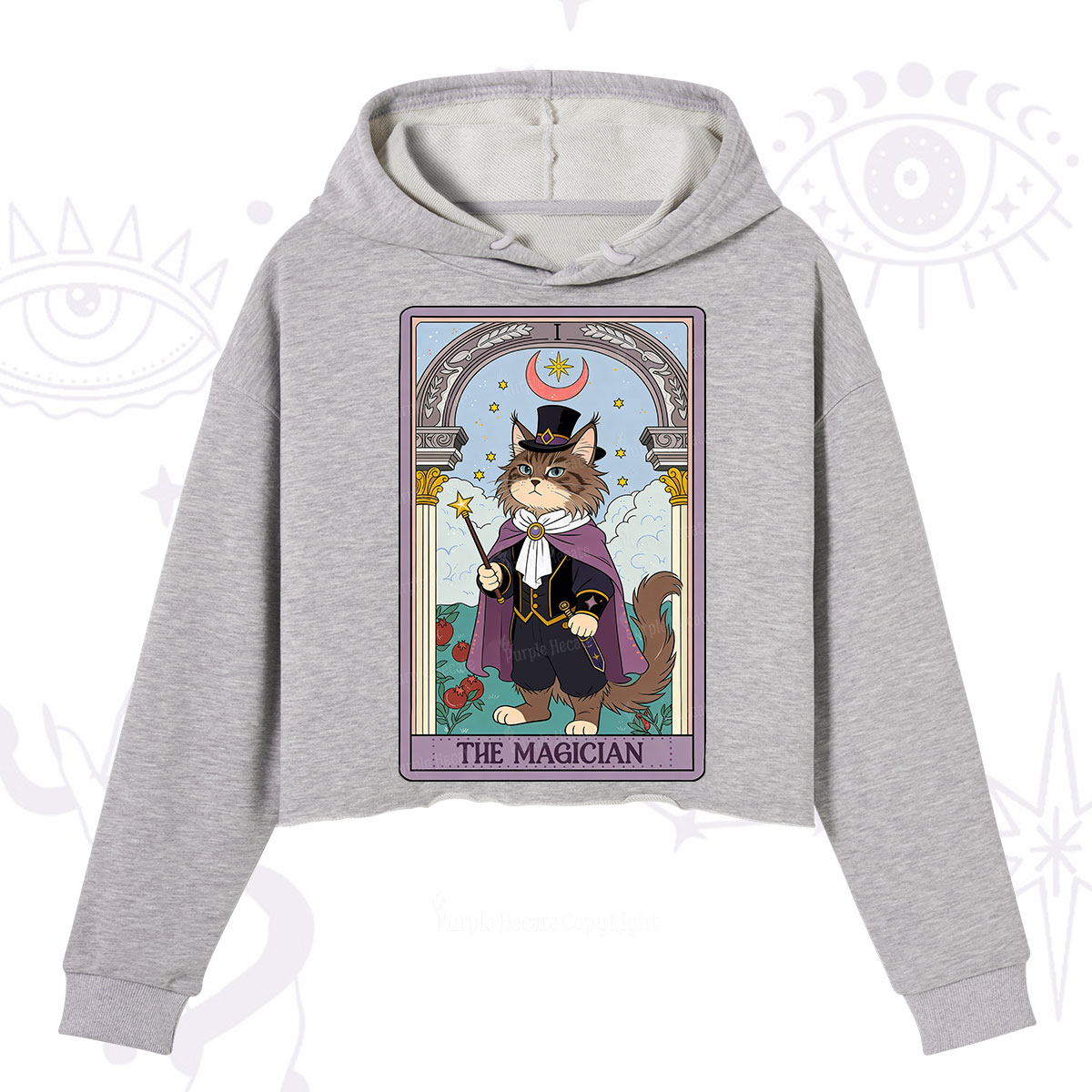 Purplehecate The Magician Cat Tarot Crop Hoodie