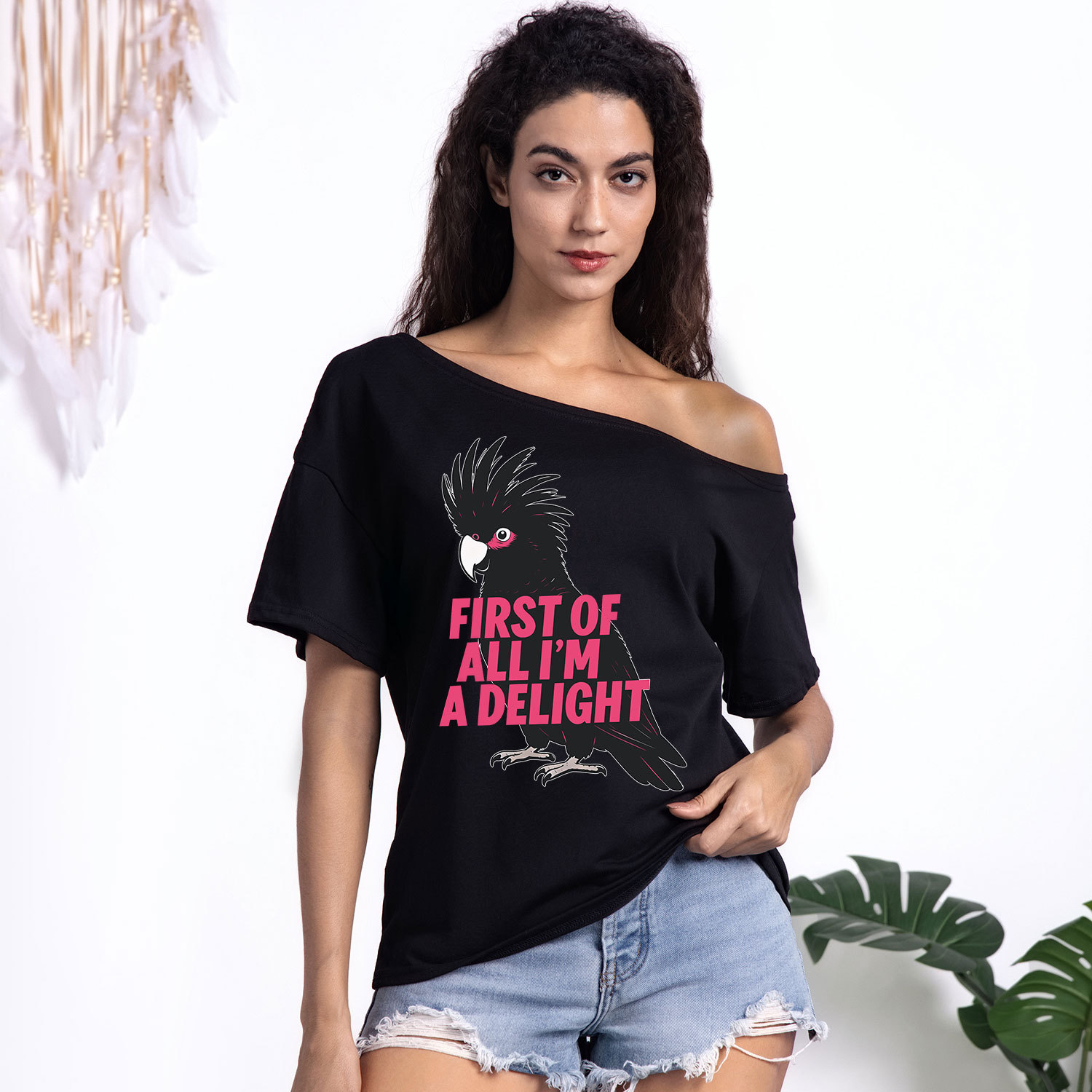 Purplehecate First Of All I'm A Delight Parrot One Shoulder T-Shirt