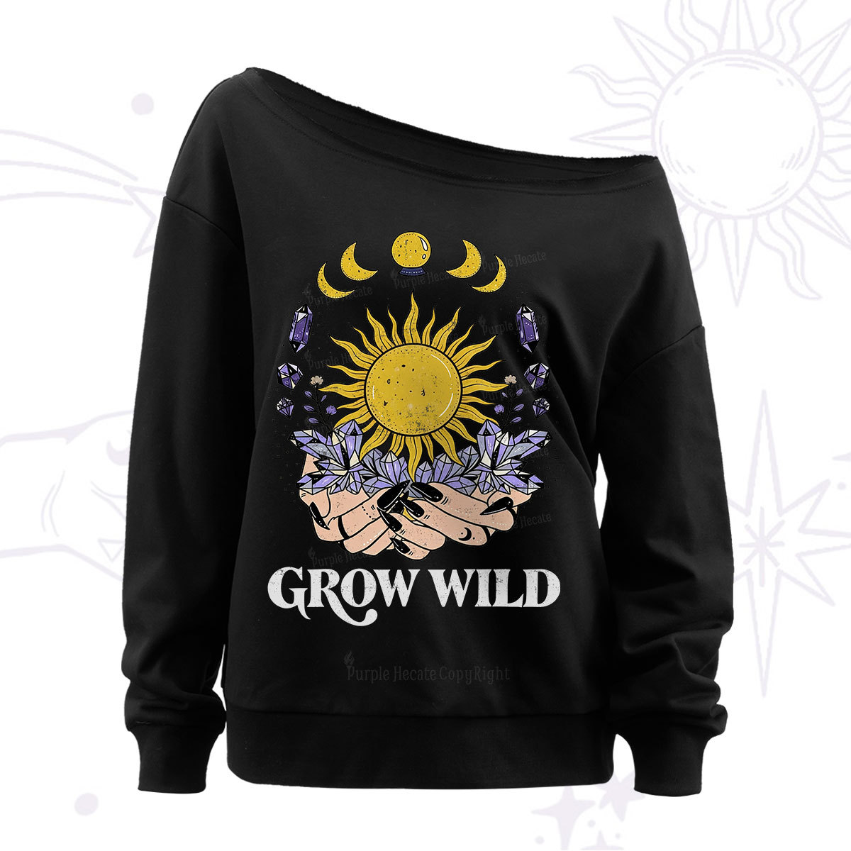 Purplehecate Grow Wild Off The Shoulder Sweat