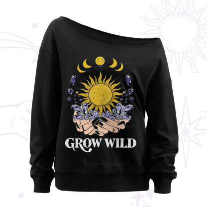 Purplehecate Grow Wild Off The Shoulder Sweatshirt