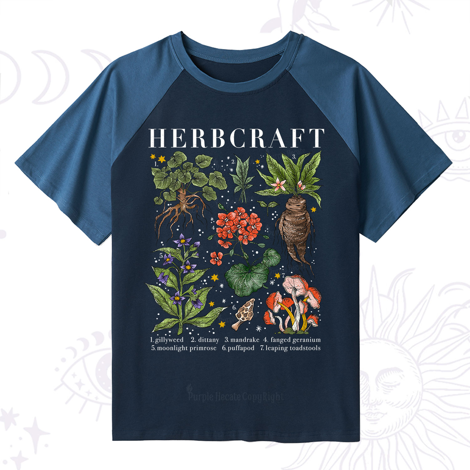 Purplehecate Magical Herbcraft Raglan Short Sleeve T‑Shirt