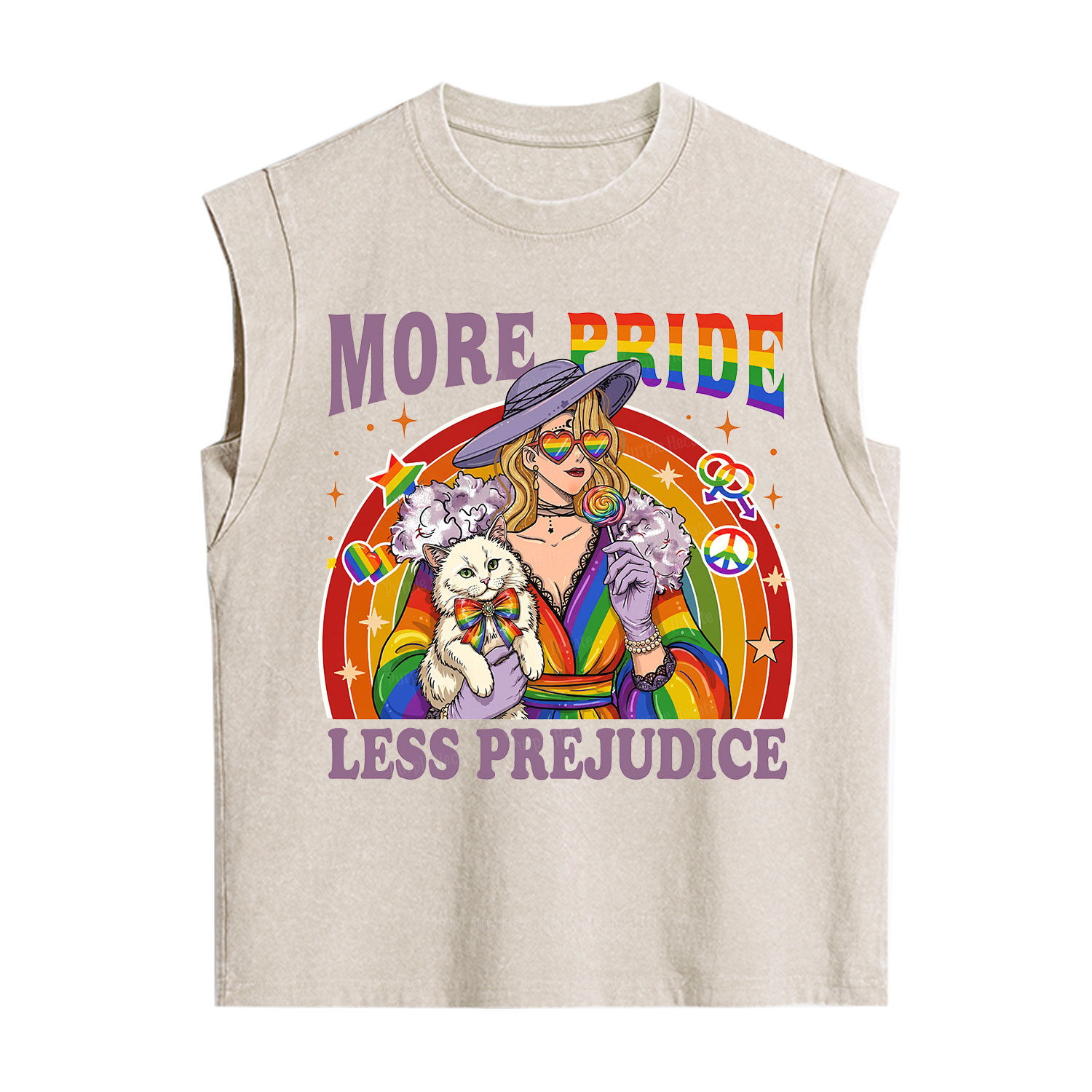 Purplehecate More Pride Less Prejudice Rainbow Vintage Washed Tank