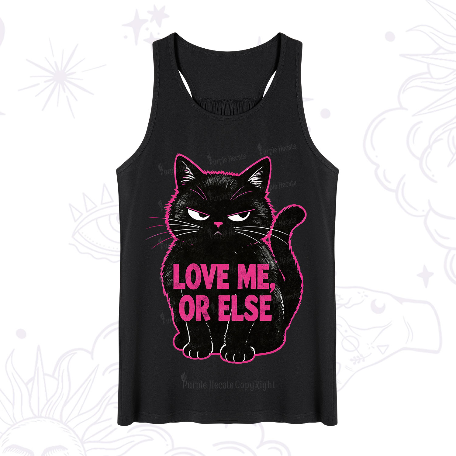 Purplehecate Grumpy Black Cat Love Me or Else Tank