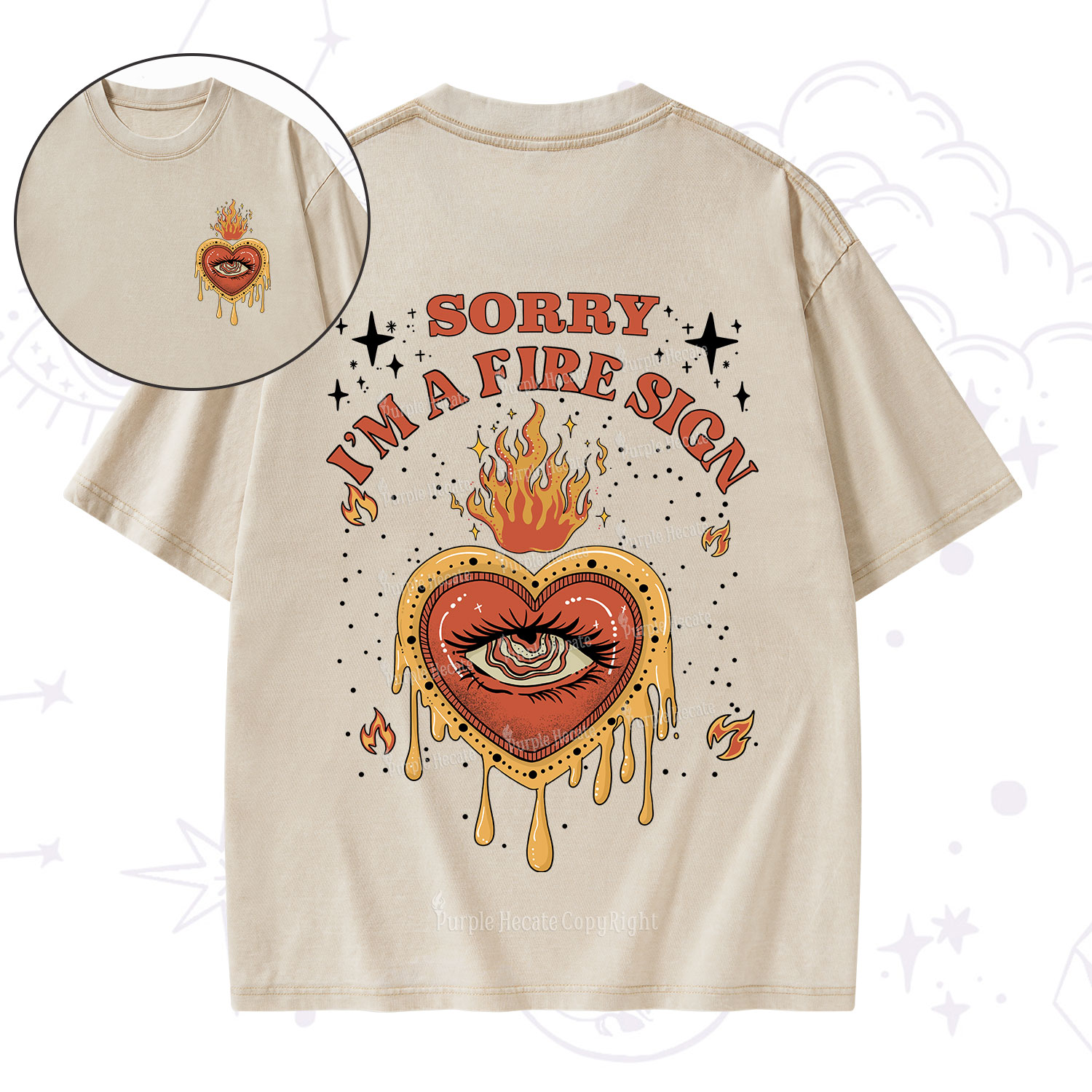 Purplehecate Sorry I'm A Fire Sign Washed T-Shirt