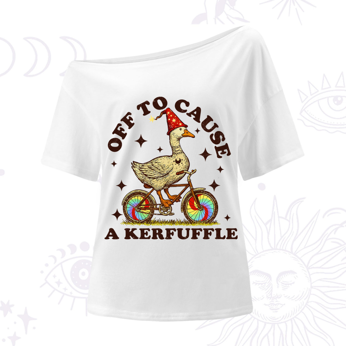 Purplehecate Off to Cause a Kerfuffle Goose One Shoulder T-Shirt