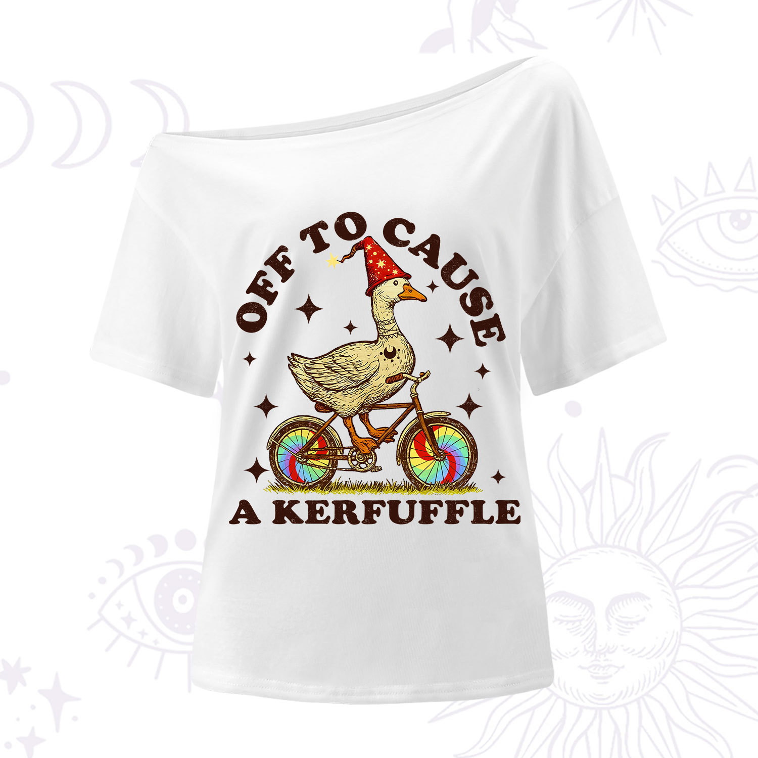 Purplehecate Off to Cause a Kerfuffle Goose One Shoulder T-Shirt