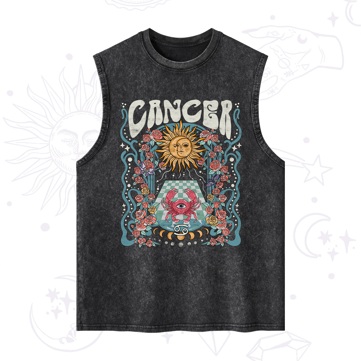 Purplehecate Cancer Spirit Zodiac Washed Tank