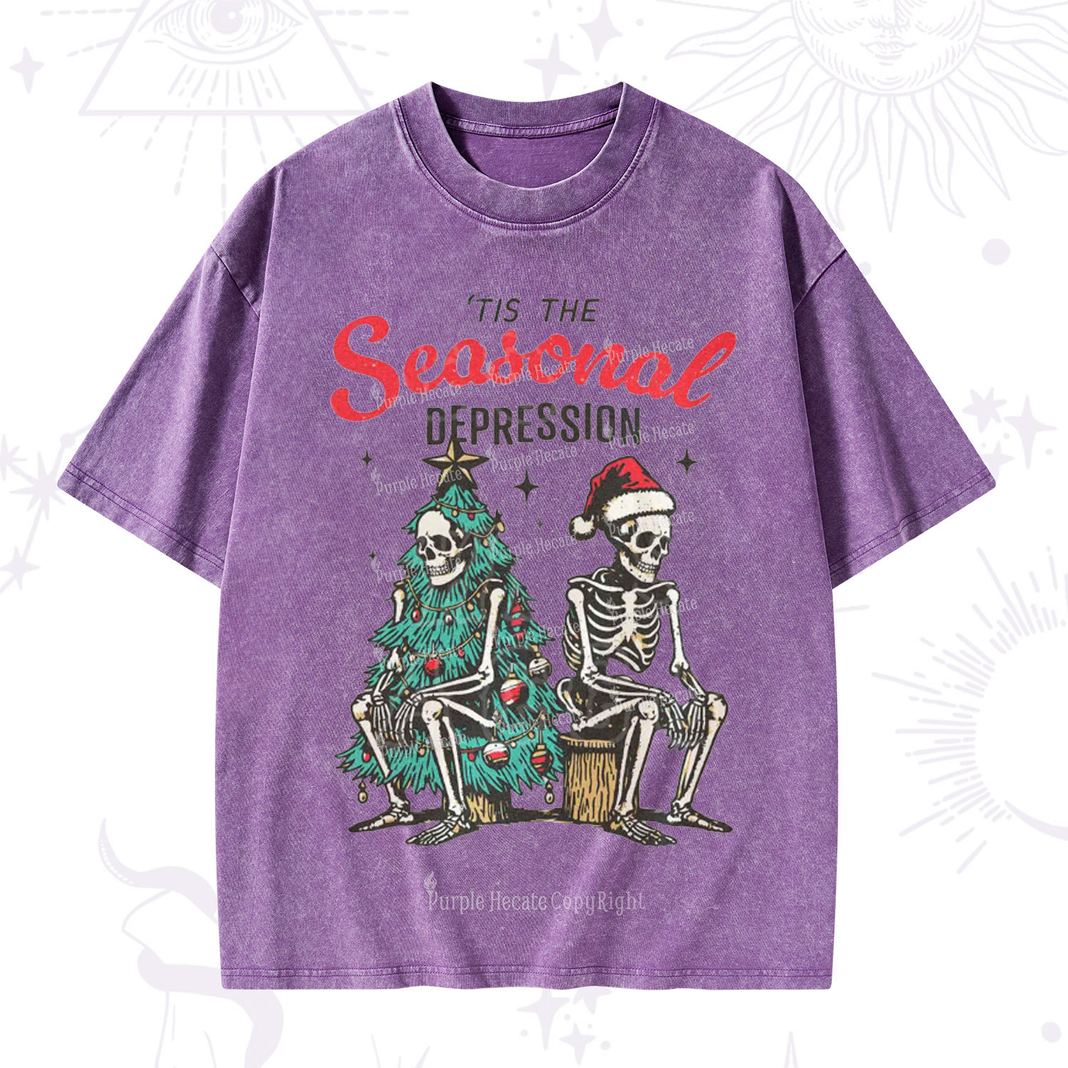 Purplehecate Seasonal Depression Christmas Washed T-Shirt