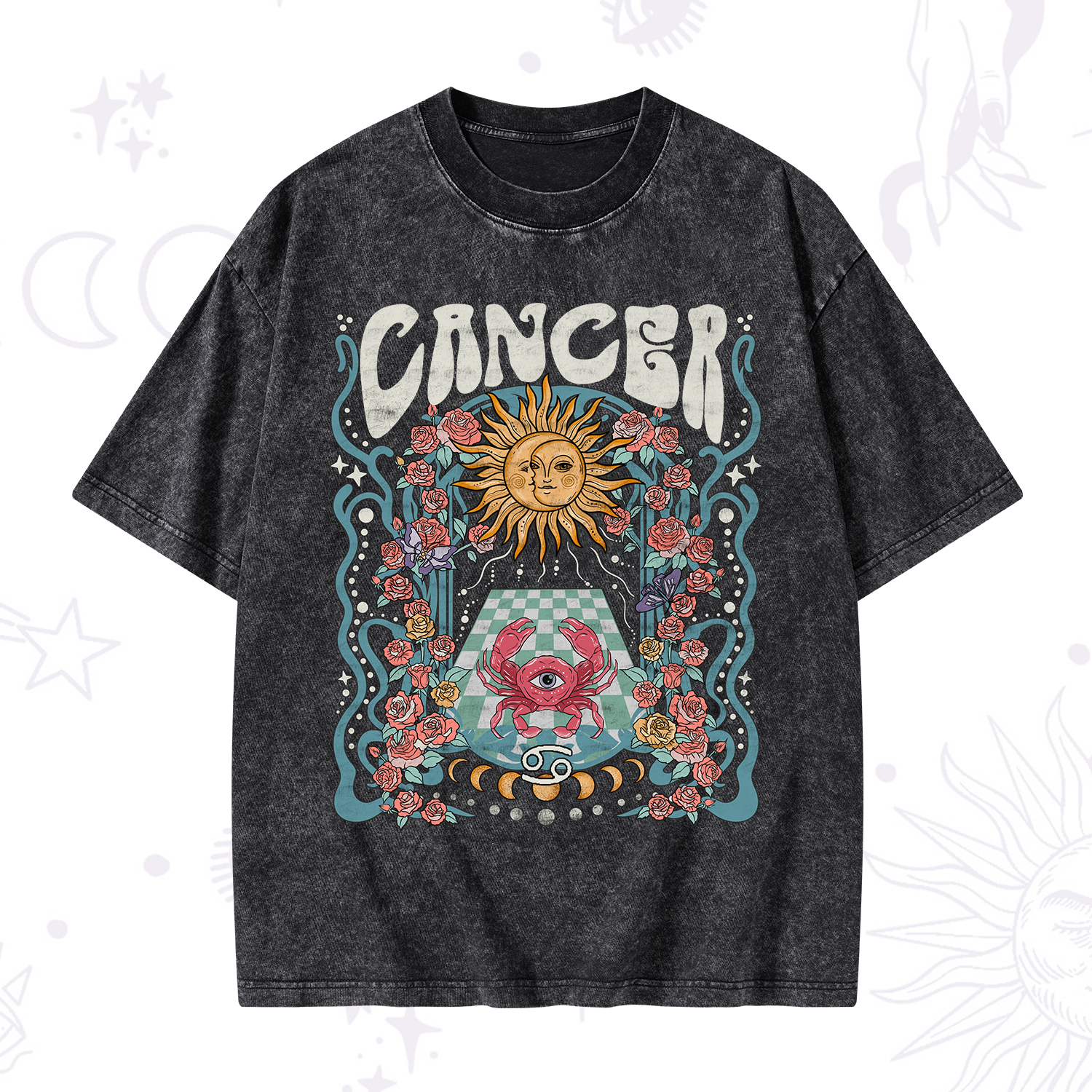 Purplehecate Cancer Spirit Zodiac Washed T-Shirt