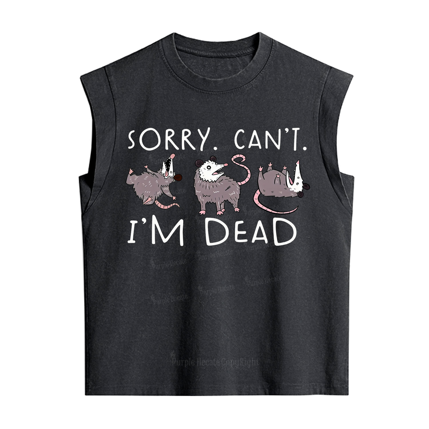 Purplehecate Funny Possum Sorry I Can't I'm Dead Vintage Washed Tank