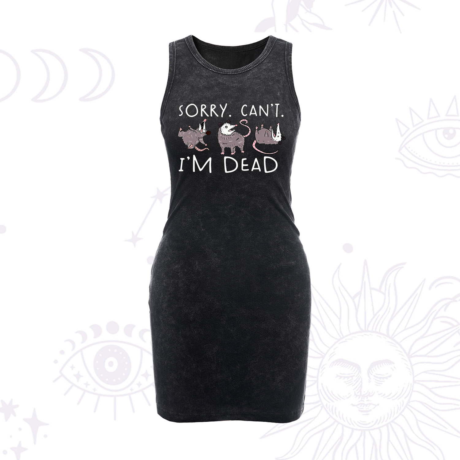 Purplehecate Funny Possum Sorry I Can't I'm Dead Vintage Bodycon Tank Dress