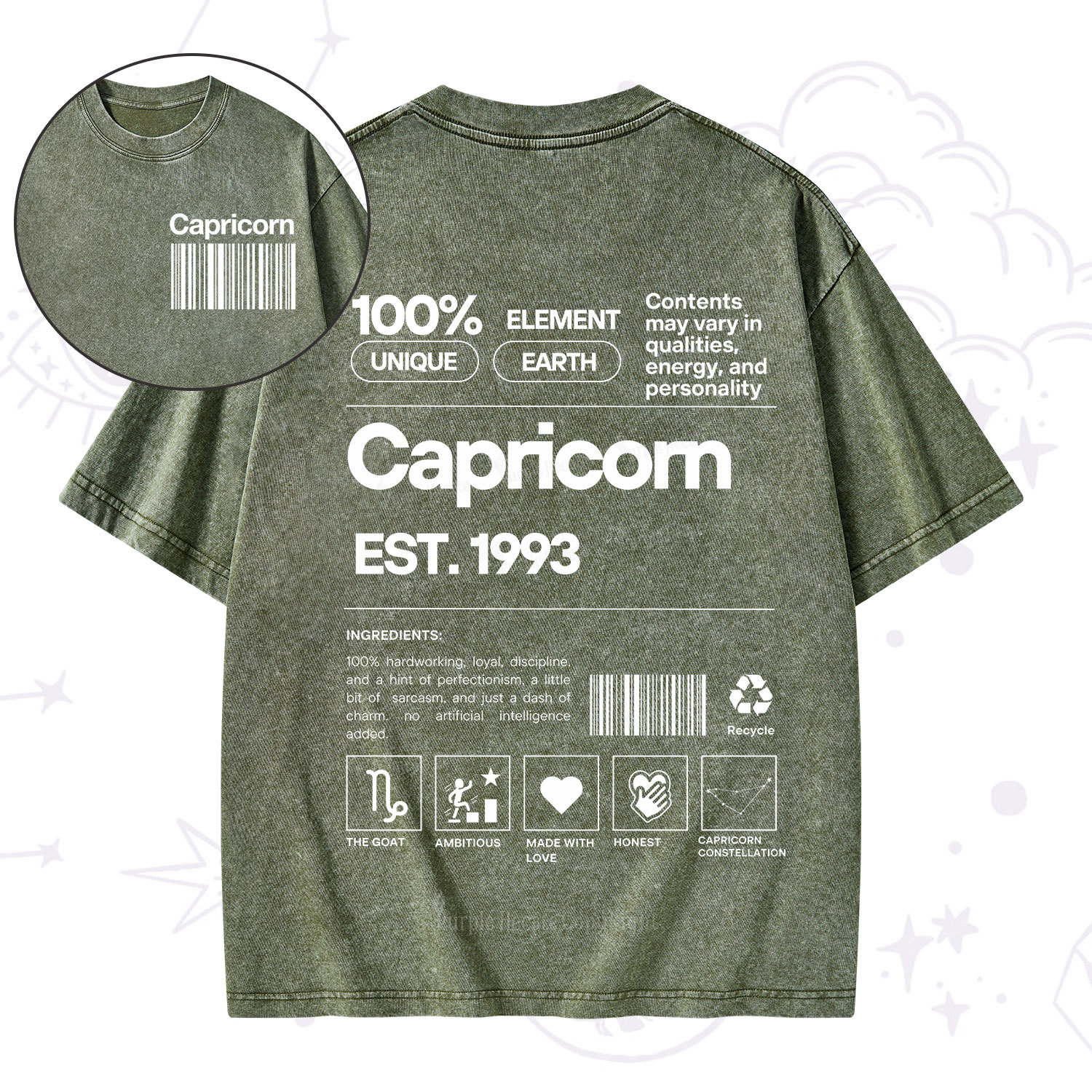 Purplehecate Capricorn Zodiac Washed T-Shirt