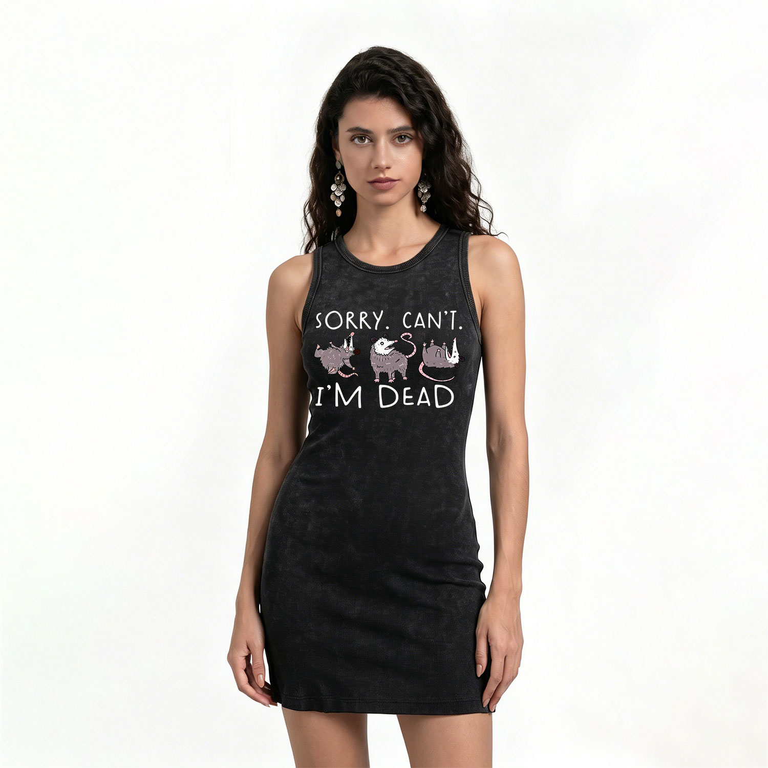 Purplehecate Funny Possum Sorry I Can't I'm Dead Vintage Bodycon Tank Dress