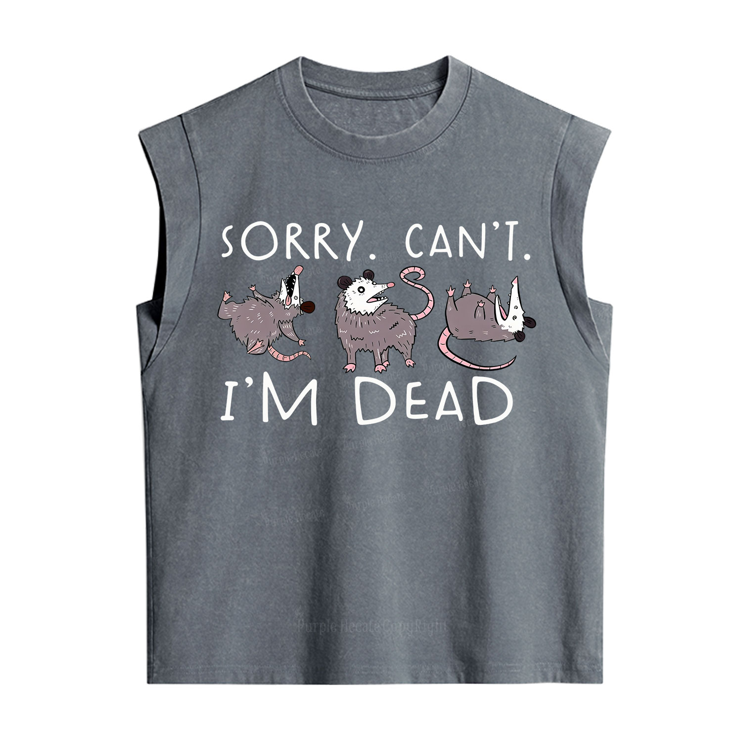 Purplehecate Funny Possum Sorry I Can't I'm Dead Vintage Washed Tank