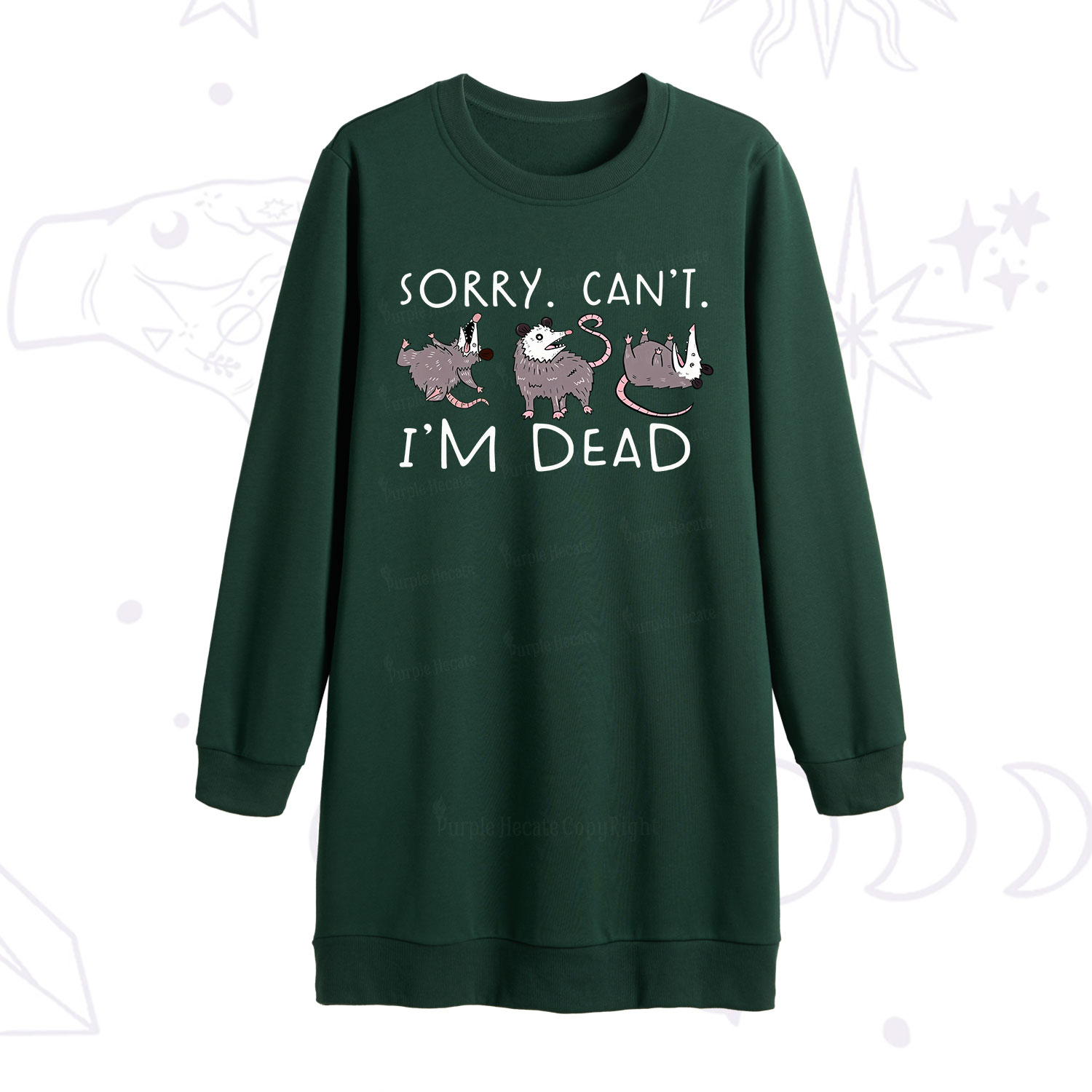 Purplehecate Funny Possum Sorry I Can't I'm Dead Sweatshirt Dress