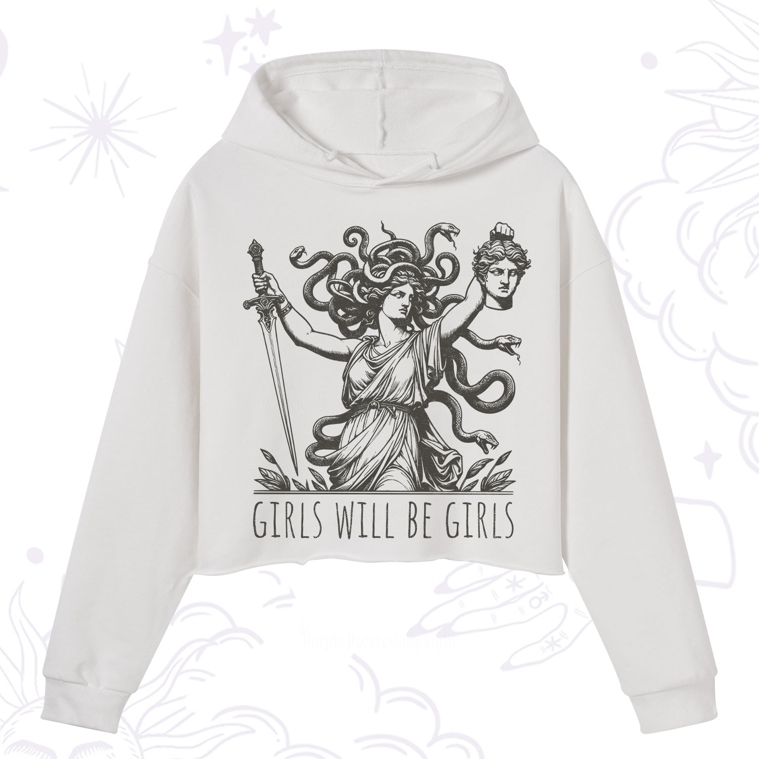 Purplehecate Girls Will Be Girls Medusa Crop Hoodie