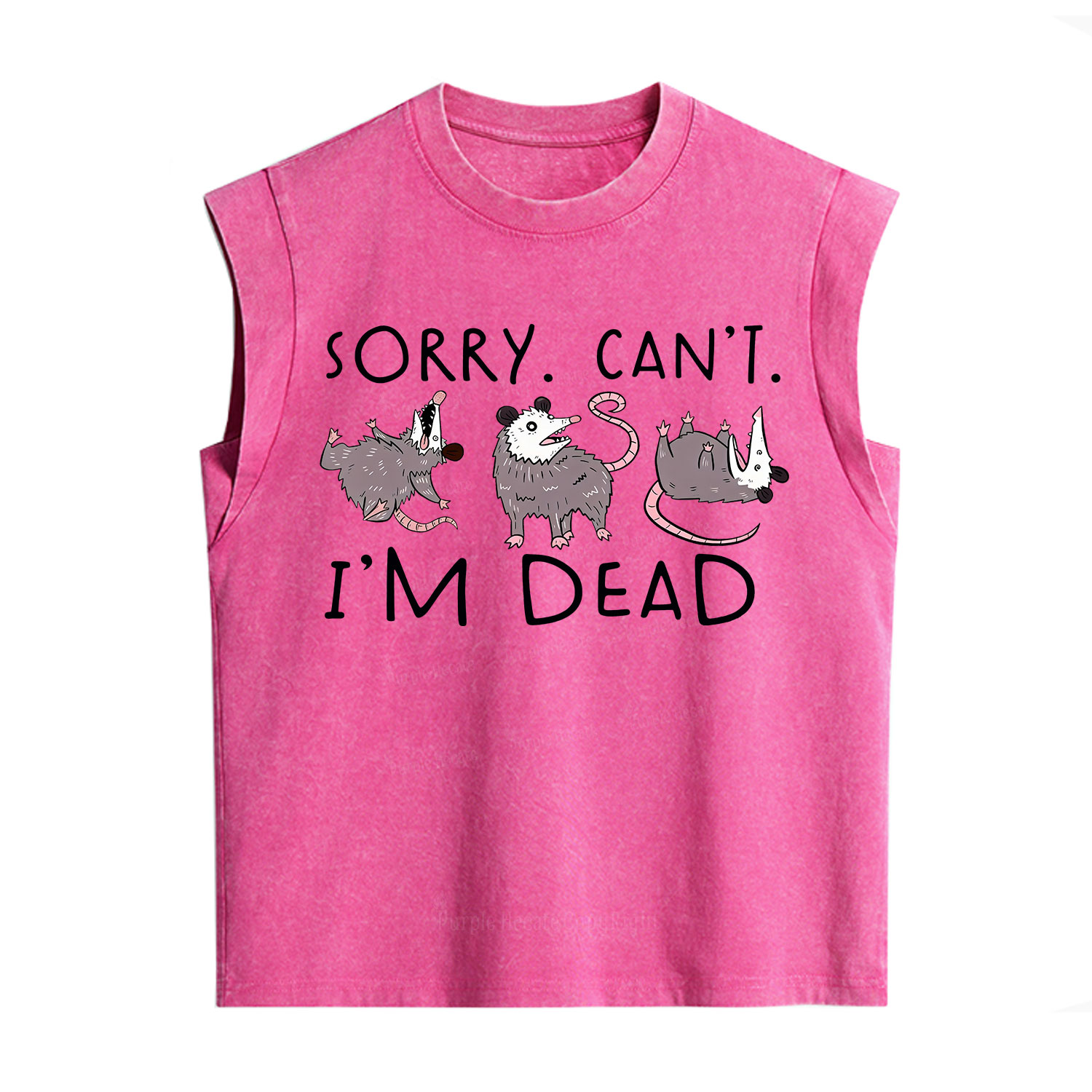 Purplehecate Funny Possum Sorry I Can't I'm Dead Vintage Washed Tank