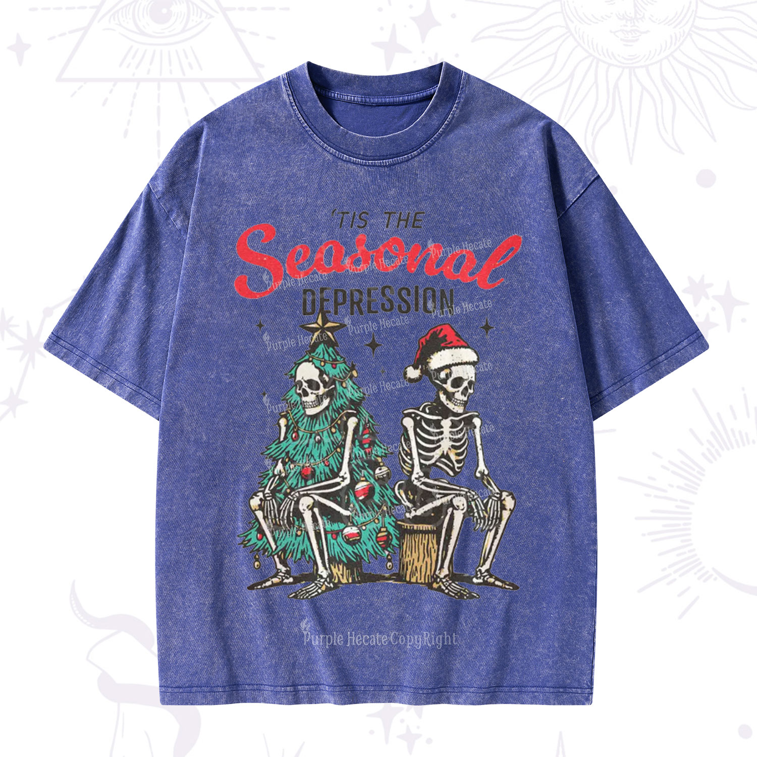 Purplehecate Seasonal Depression Christmas Washed T-Shirt