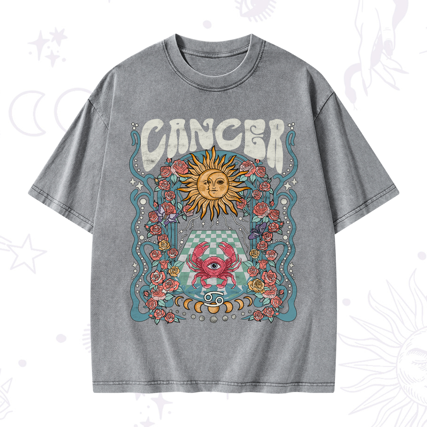 Purplehecate Cancer Spirit Zodiac Washed T-Shirt