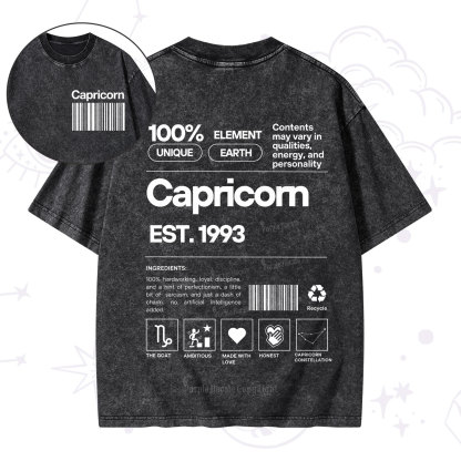 Purplehecate Capricorn Zodiac Washed T-Shirt